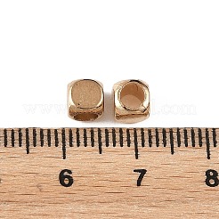 プラスチックビーズ  キューブ  ライトゴールドメッキ  5x5x5mm  穴：3mm&nbsp;PL-CBA973B-02