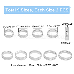 18Pcs 9 Size 201 Stainless Steel Grooved Finger Ring for Men Women&nbsp;STAS-UN0045-60B-P