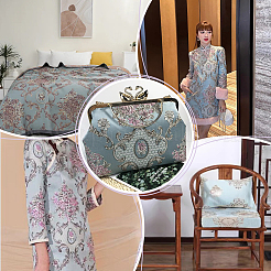 1mの花柄ポリエステル生地  DIY工芸品  ライトブルー  1500mm&nbsp;AJEW-GA0008-38