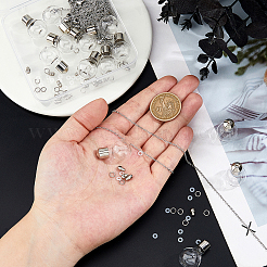 304ステンレススチールとガラスボトルを使ったペンダントネックレスのDIYキット  ラウンド  28x18mm  穴：2mm&nbsp;DIY-HS0001-59A