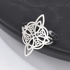 Non-Tarnish 304 Stainless Steel Witch Knot Open Cuff Rings for Women&nbsp;AJEW-U005-01P