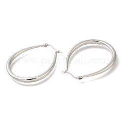 女性用304ステンレススチールオーバルフープピアス  ステンレス鋼色  49.5x4mm&nbsp;EJEW-S227-62P