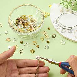 ハート型DIYジュエリー作りキット  合金ペンダントとコネクターチャームを含む  ミックスカラー  8.5~24x8~31x1~4mm  穴：1.2~1.8mm  60個/袋  2bags&nbsp;FIND-SZ0004-01