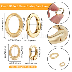 8Pcs 2 Styles Rack Plating Brass Spring Gate Rings&nbsp;KK-BBC0014-15
