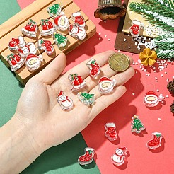 24個 6スタイル クリスマスデコレーションテーマ 不透明アクリルビーズ  ミックスデシェイプ  エナメル  ミックスカラー  21~25x15~25x8.5~9mm  穴：3.5mm  4個/スタイル&nbsp;OACR-YW0004-09