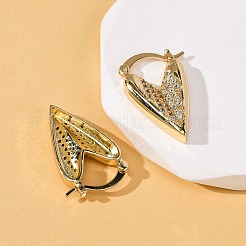 Brass Micro Pave Cubic Zirconia Heart Hoop Earrings&nbsp;EJEW-D332-03A-G