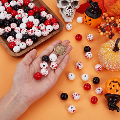 Halloween Theme Printed Natural Wooden Beads&nbsp;WOOD-ME0001-07