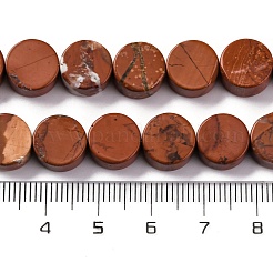 天然石レッドジャスパービーズ連売り  フラットラウンド  10x5~6mm  穴：1.2mm  約40個/連  15.75インチ（40cm）&nbsp;G-C159-B08-01