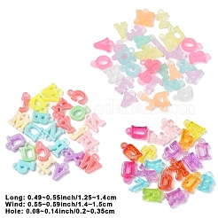 アクリルパーツ  混合文字  ミックスカラー  12.5~15x4~13x3.5mm  穴：1.8~2.3mm&nbsp;TACR-YW0003-42