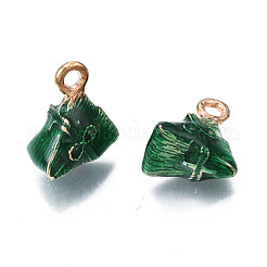 合金エナメルチャーム  カドミウムフリー＆鉛フリー  ちまき  ライトゴールド  濃い緑  14.5x12.5x8.5mm  穴：2mm&nbsp;PALLOY-N160-011