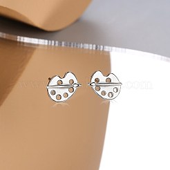 ロジウムメッキスターリングシルバースタッドピアス  カラーパレット  プラチナ  6x8x1.8mm  ピン：0.9mm&nbsp;EJEW-BB67167-P