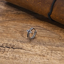 Non-Tarnish Stainless Steel Cross Huggie Hoop Earring for Men&nbsp;PW-WG81695-01