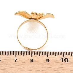 304ステンレススチールカフオープンリング  クローバー  ゴールドカラー  19mm&nbsp;RJEW-D348-01G