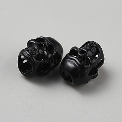 合金ビーズ  スカル  ブラック  15x11x11mm  穴：4.5~7mm&nbsp;FIND-WH0148-318EB