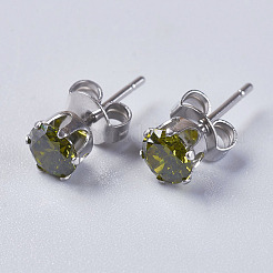 Cubic Zirconia Stud Earrings&nbsp;EJEW-I209-09-5mm