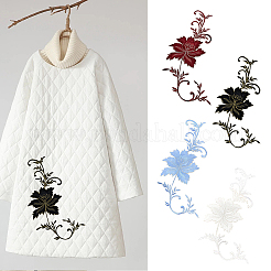2Pcs Peony Computerized Embroidery Cloth Iron on/Sew on Patches&nbsp;DIY-GF0005-32D