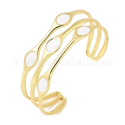 Brass Enamel Multi-strand Cuff Bangles for Women&nbsp;BJEW-A173-01G-02