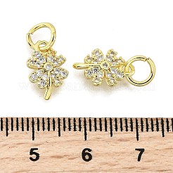 Clover Brass Micro Pave Clear Cubic Zirconia Pendants&nbsp;KK-K300-10G
