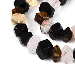 Natural Obsidian & Citrine & Tiger Eye Beads Strands&nbsp;G-N358-01A-05