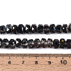 電気メッキガラスビーズセット  ロンデル  多面カット  ABメッキ  ブラック  7~8x4.5~5mm  穴：1.2~1.4mm  約79~81個/連  15.35~15.94''（39~40.5センチメートル）&nbsp;EGLA-T021-20B