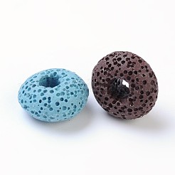 溶岩石宝石ヨーロッパビーズ  大穴ビーズ  芯金がない  ロンデル  ミックスカラー  15~16.5x9~10mm  穴：5mm&nbsp;GGDA007