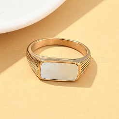 316L Stainless Steel Shell Finger Rings for Women&nbsp;RJEW-U054-01C-G