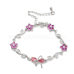 Brass Micro Pave Cubic Zirconia Link Chain Bracelets for Women&nbsp;BJEW-C156-04E-03P