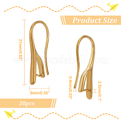 30個の真鍮ピアスフック  ピンチベイル付きイヤーワイヤー  生（メッキなし）  21x9x2.5mm  ピン：0.8mm&nbsp;KK-NB0003-22