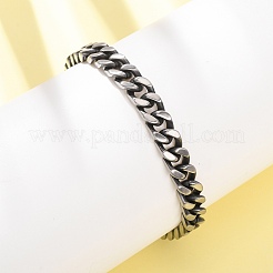 667ステンレススチール製キューバンリンクチェーンブレスレット（女性・男性用）  アンティークシルバー  8.78インチ（22.3cm）&nbsp;BJEW-F529-01AS