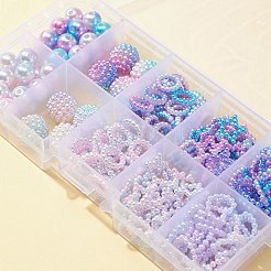 DIY 模造真珠ジュエリー作成検索キット  ABS樹脂製リンクリングとビーズを含む  ラウンド＆リング＆ハート＆スター  パープル  252個/箱&nbsp;DIY-FS0003-99