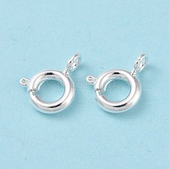 環境に優しい真鍮製のスプリング リング クラスプ  カドミウムフリー＆鉛フリー  長持ちメッキ  925銀メッキ  7x1.8mm  穴：1.5mm  内径：3mm&nbsp;KK-D082-01C-S