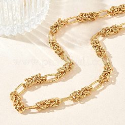 6mm 304ステンレススチール製テクスチャード加工ビザンチンチェーンネックレス（女性用）  イオンプレーティング（ip）  ゴールドカラー  17.32インチ（44cm）&nbsp;NJEW-G201-06G