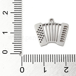 変色しない201ステンレススチールペンダント5個  レーザー切断  オルガンチャーム  ステンレス鋼色  13.5x16x1mm  穴：1.2mm&nbsp;STAS-B064-12P