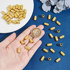 チベットスタイルの合金ビーズ50個。  コラム  24KGP本金メッキ  12x6.5mm  穴：3.5mm&nbsp;PALLOY-BC0001-13