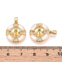 Brass Micro Pave Cubic Zirconia Cup Pearl Peg Bails Pin Pendants&nbsp;KK-T079-05G