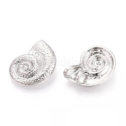 真鍮チャーム  カドミウムフリー＆鉛フリー  巻き貝  プラチナ  21x16x6mm  穴：5x2.5mm&nbsp;KK-N257-64P