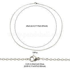 10Pcs 304 Stainless Steel Cable Chain Necklaces Set for Men Women&nbsp;MAK-YW0002-01P