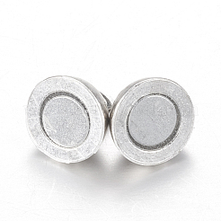 ループ付き真鍮製マグネットクラスプ  ラウンド  銀色のメッキ  14x8mm  穴：1.5mm&nbsp;PALLOY-MC043-2S