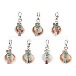 Natural Aventurine & Amethyst & Howlite & Lapis Lazuli & Red Jasper & Synthetic Turquoise Chips inside Glass Wishing Bottle Pendant Decorations&nbsp;HJEW-JM03098