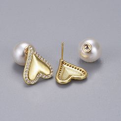 Brass Micro Pave Clear Cubic Zirconia Stud Earrings&nbsp;EJEW-K083-09G