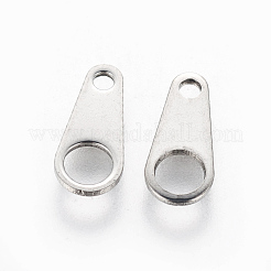 変色しにくい201ステンレススチールチェーンタブ  チェーン延長コネクター  ステンレス鋼色  12x5.5x0.7mm  穴：1.6mmと3.5mm&nbsp;STAS-G192-25P