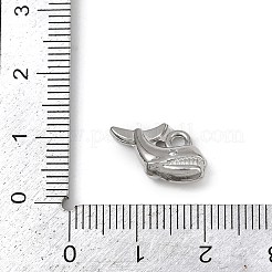 304ステンレススチールチャーム  サメチャーム  ステンレス鋼色  10x13.5x4.5mm  穴：1.8mm&nbsp;STAS-B092-03P