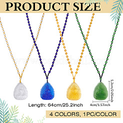 4Pcs 4 Styles Glass Embossed Guanyin Pendant Necklaces for Men&nbsp;HJEW-ME0001-04