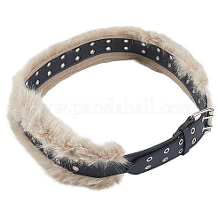Black Imitation Leather Faux Fur Chain Belts for Women&nbsp;AJEW-WH20006-388A-02
