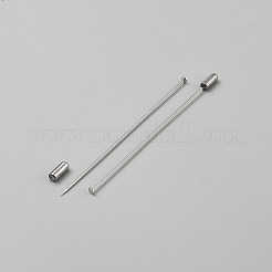 ステンレススチールのフラットヘッドブローチ金具  プラグ付き  DIYアクセサリー  ブローチ作りに  ステンレス鋼色  92x3mm&nbsp;STAS-WH0033-64B