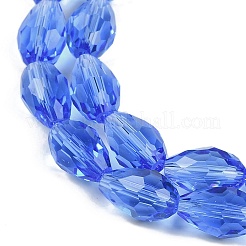 透明ガラスビーズ連売り  多面カット  ティアドロップ  藤紫色  5~6x4mm  穴：0.9mm  約65~67個/連  15.35~16.14インチ（39~41cm）&nbsp;EGLA-N013-T4mm-D10
