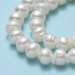 天然養殖淡水パールビーズ連売り  ラウンド  リネン  5~5.5x5~5.5x4mm  穴：0.5mm  約85~90個/連  14.37''（36.5センチメートル）&nbsp;PEAR-A005-01A