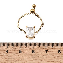 304 Stainless Steel Pave Cubic Zirconia Adjustable Chain Rings&nbsp;RJEW-P189-01E-G