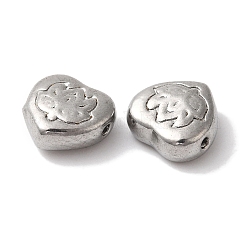 変色しにくい304ステンレススチールビーズ  ハートと蓮  ステンレス鋼色  8x8x4mm  穴：1mm&nbsp;STAS-I305-176P