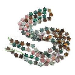 5 Styles Synthetic Malachite & Natural Rhodonite & HuBei Turquoise & Tiger Eye & Indian Agate Beads Strands&nbsp;G-D095-A07